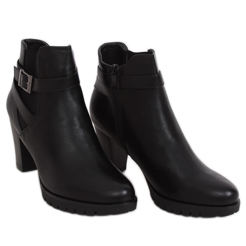 Schwarz F-33 Schwarze Stiefel mit hohen Absätzen