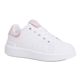 FRROCK Weiße Ilonka Sportschuhe zum Schnüren für Kinder rosa