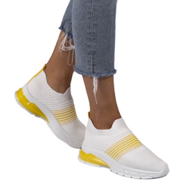 Weiße und gelbe Sport-Slipper 8087-SP