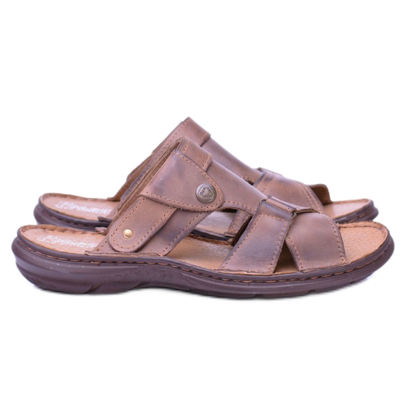 Polbut Leder Braune Herren Hausschuhe Sandalen Hideki