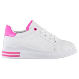 SHELOVET Modische gebundene Sneakers weiß rosa