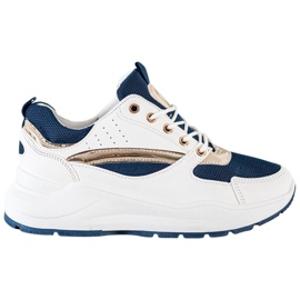 Ideal Shoes Stylische Sport-Sneaker weiß marineblau