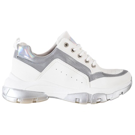 SHELOVET Turnschuhe aus Öko-Leder weiß grau