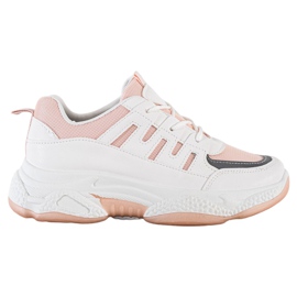 SHELOVET Bequeme Sneaker mit Mesh weiß rosa