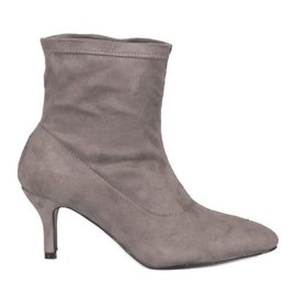 Graue Stiefeletten auf Pin, Slip-On F183