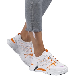 1070 weiße Sport-Sneaker mit rosa Einsätzen orange