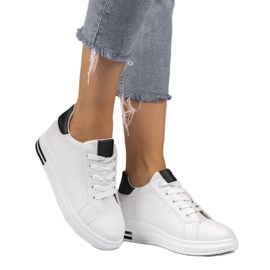 Weiße Turnschuhe auf den Keil Turnschuhen 1061 schwarz