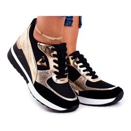 Vinceza Damen Sportschuhe Sneakers Schwarz und Gold 21-10574 gelb