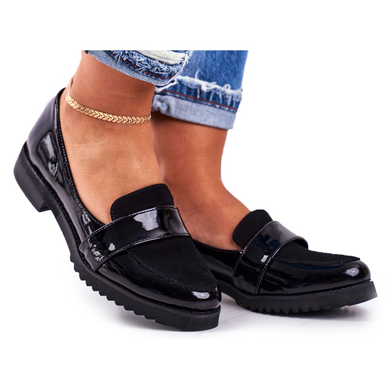 Damen Slipper Lordsy Lackleder Schwarz Nicole 2589