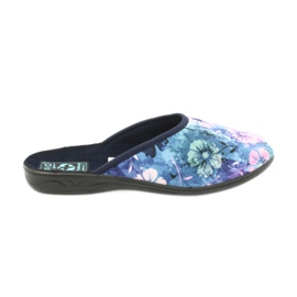 Hausschuhe Blumen 3D Adanex 25562 marineblau blau rosa grün