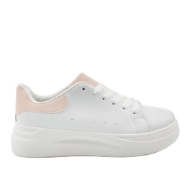 Weiße Sneaker mit Kunstleder LLQ204-11 rosa
