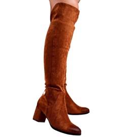 Vinceza Damenstiefel mit Absatz Wildleder Camel Torgos braun