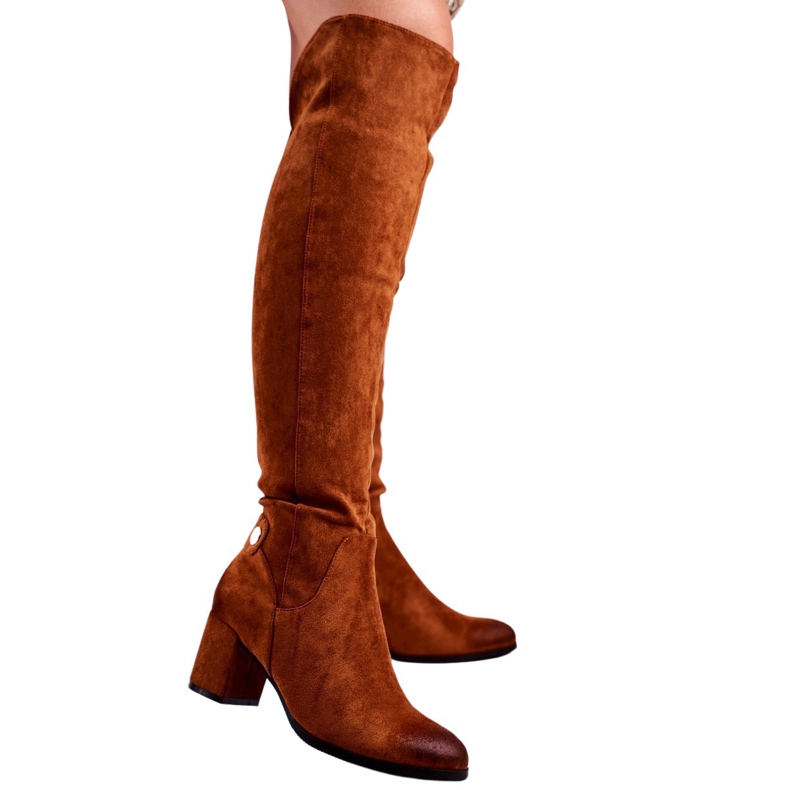 Vinceza Damenstiefel mit Absatz Wildleder Camel Torgos braun