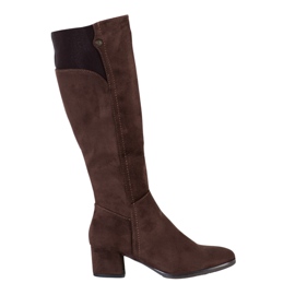 Goodin Braune Stiefel auf niedrigem Pfosten