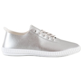 SHELOVET Silberne Sneakers mit Öko-Leder