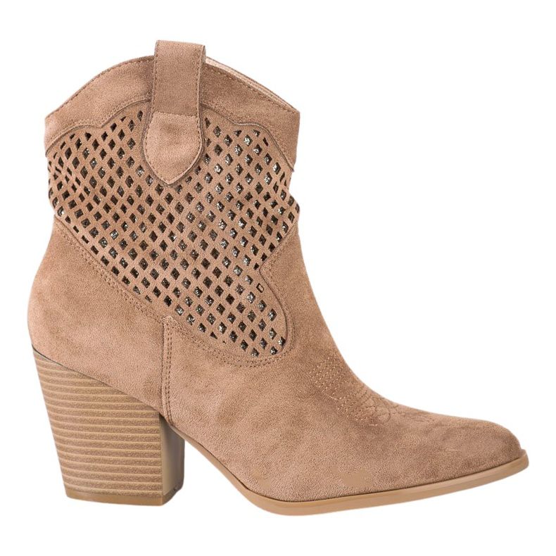 Erynn Beige durchbrochene Cowboystiefel
