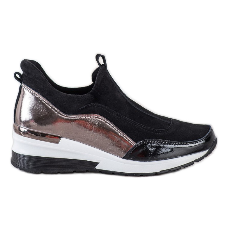 VINCEZA Leder Slip-On Schuhe schwarz