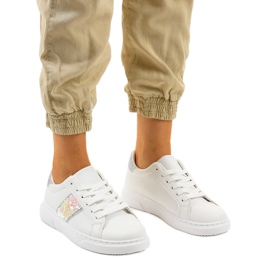 Klassische weiße Turnschuhe BK929-19 silber-