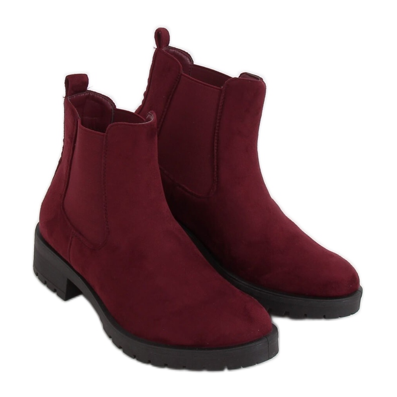 Damen Chelsea Boots kastanienbraun JY2000 Burgund rot