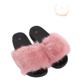 Rosa Hausschuhe mit Fell CK107P Rosa