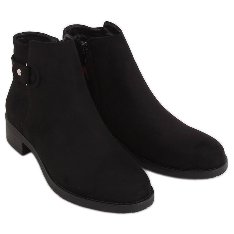 Schwarze Chelsea-Boots für Damen Q8AX1570-07 Schwarz rot