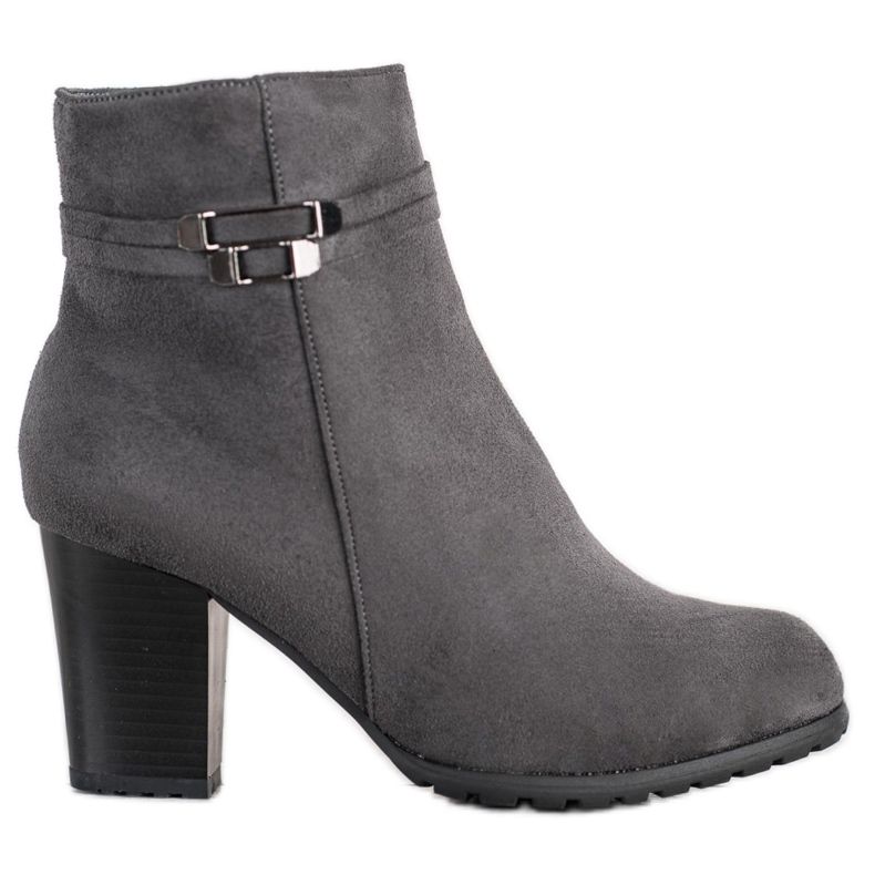 Goodin Graue Stiefel mit Ziergürtel