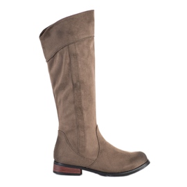 Goodin Wildlederstiefel über dem Knie beige