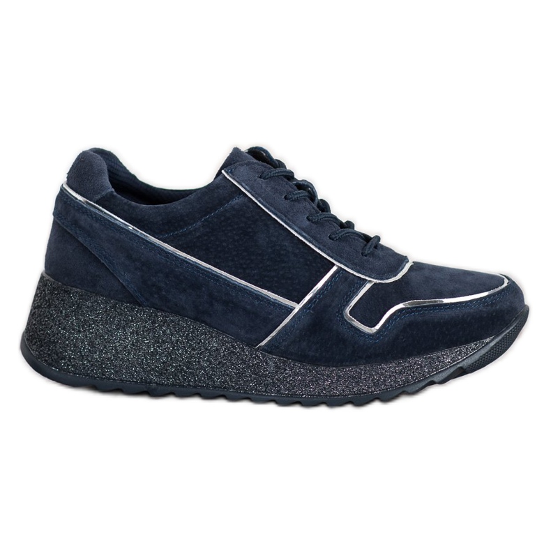 Filippo Sneakers aus Leder mit Glitzer-Plattform blau