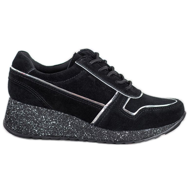 Filippo Sneakers aus Leder mit Glitzer-Plattform schwarz
