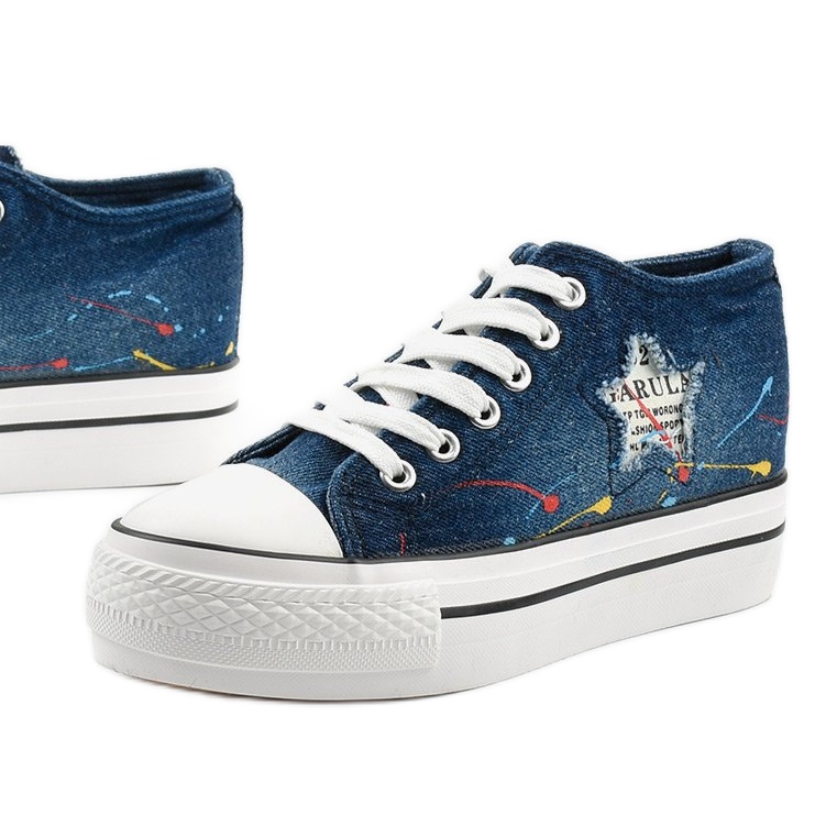 Marineblaue Sneakers mit Schnürsenkeln Mirarenna