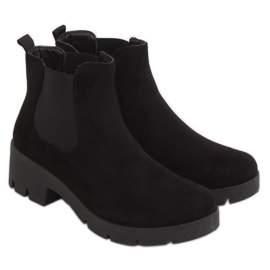 Schwarze Chelsea-Boots mit dicker Sohle 9996-8 Schwarz
