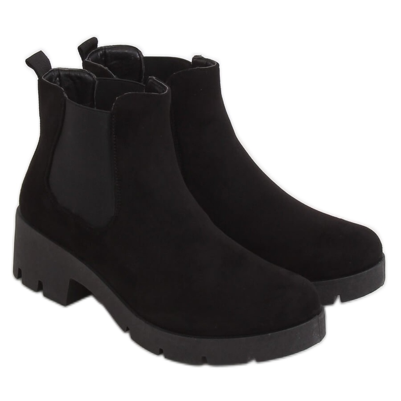 Schwarze Chelsea-Boots mit dicker Sohle 9996-8 Schwarz