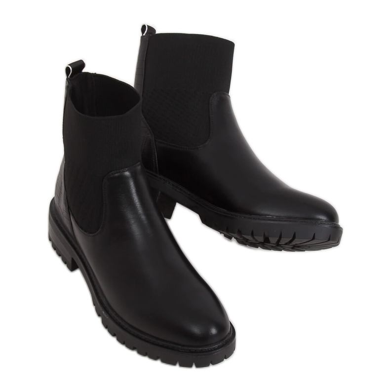 Schwarze Chelsea-Boots, schwarz 1216-PA Schwarz