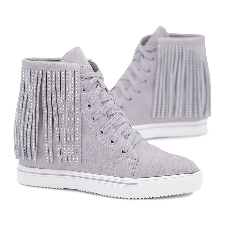Damen Sneaker Lu Boo mit Fransen Grau Shanika