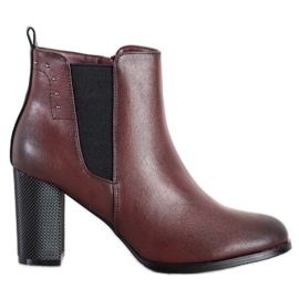 SHELOVET Stiefel mit dekorativem Absatz braun