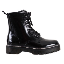 SHELOVET Lackierte Stiefel schwarz