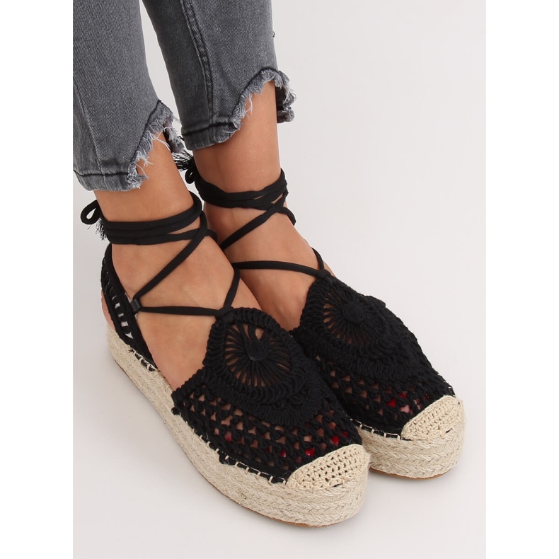 Schwarze durchbrochene Espadrilles YQ233 Black II Qualität