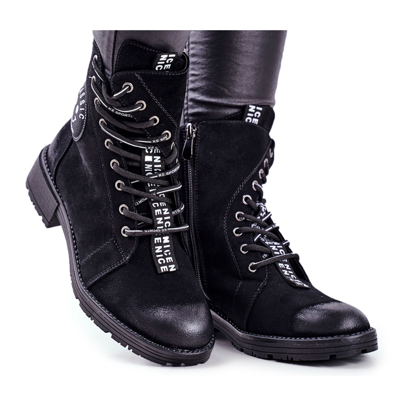 Vinceza Schwarze warme Stiefel für Damen Aspen