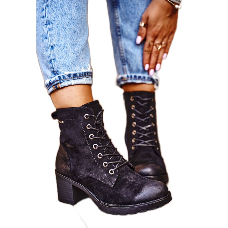 Vinceza Schwarze warme Stiefel für Damen mit Absatz Vertigo