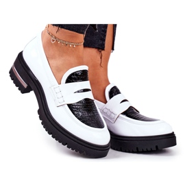 PV3 Damen Brogues Loafer Leder Weiß Visconi 3136042 schwarz