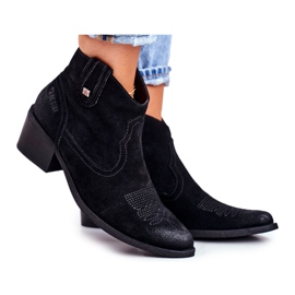 Damenstiefel auf Fersenleder Big Star Black GG274329 schwarz