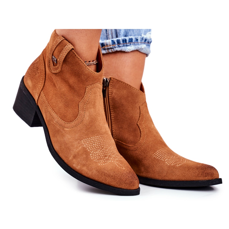 Damen Stiefel mit Absatz Leder Big Star Camel GG274330 braun