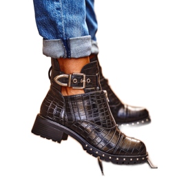 Schwarze Damenstiefel mit Ausschnitten Black Hampton