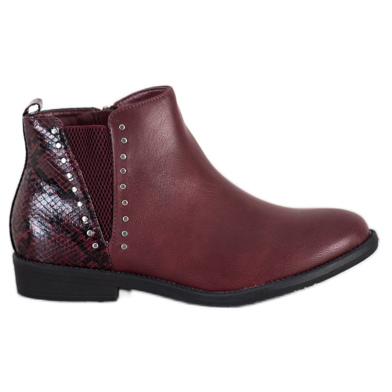 Small Swan Burgunderrote Stiefel mit Schlangenmuster