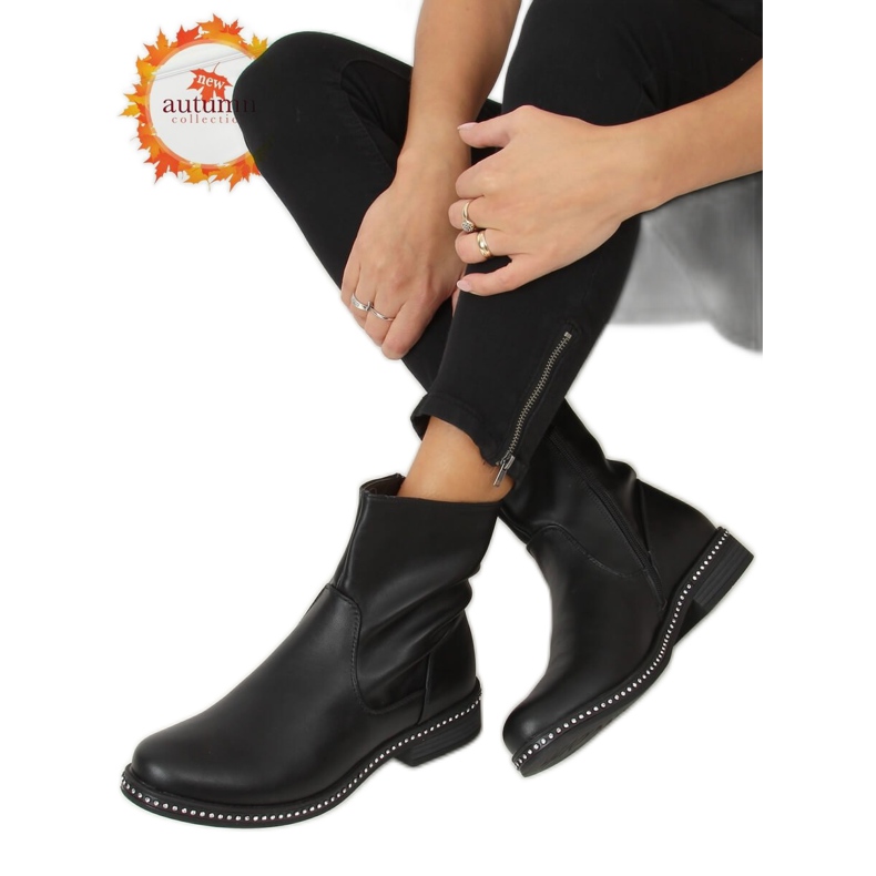 Schwarze schwarze Damenstiefel 1268J24 Schwarz