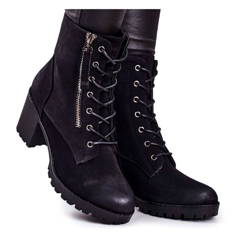 S.Barski Damenstiefel mit Absatz Warm Black Vimen schwarz