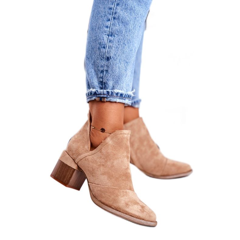 Stiefeletten für Damen mit Absatz in Khaki Mini Meliori beige