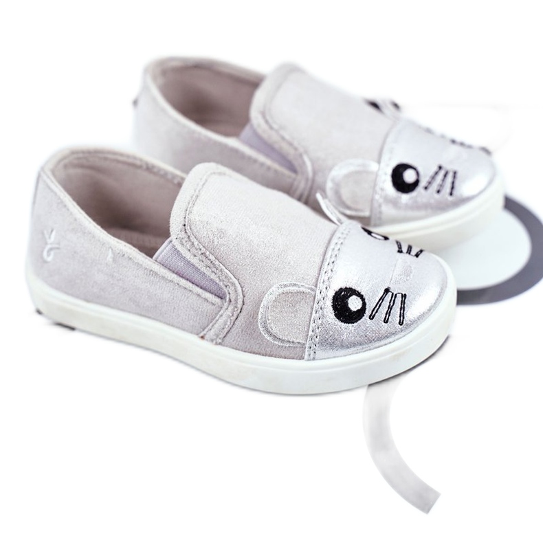 Sabana Kinder Sneaker Slip-on mit Maus Hellgrau Candys