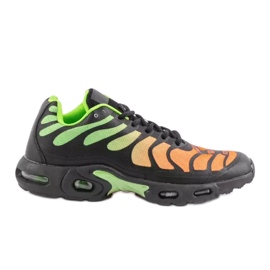 15009-Q schwarze und grüne Herrensportschuhe orange
