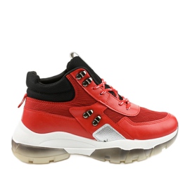 Roter modischer Sport-Sneaker aus Öko-Leder Donatella schwarz